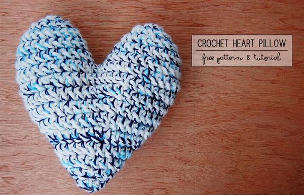 crochet heart pillow