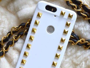 DIY White with gold studs Valentino rockstud case cover for mobile phone