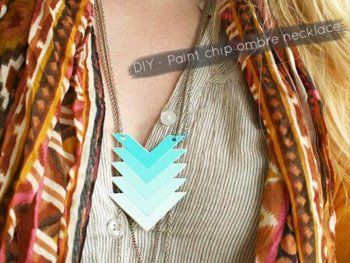 DIY Projects Made With Paint Chips - DIY Paint Chip Chevron Ombre Necklace - Best Creative