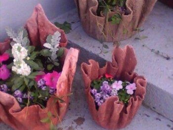 DIY Concrete Planter From An Old Towel Or A Fleece Blanket