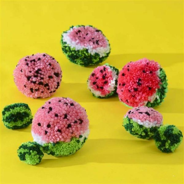 Watermelon pom poms - make your own pom poms - fun kids crafts - how to make pom poms - watermelon crafts - fruit crafts