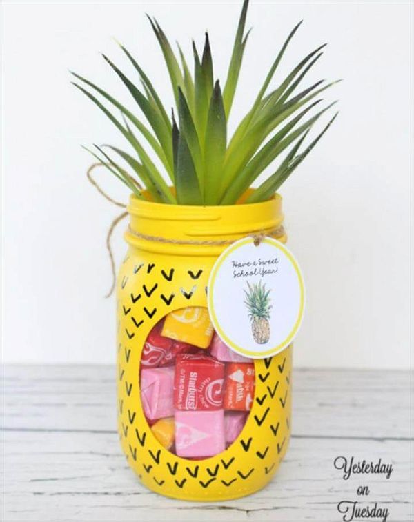 Pineapple Candy Jar, Easy And Fun Summer Crafts, DIY Projects