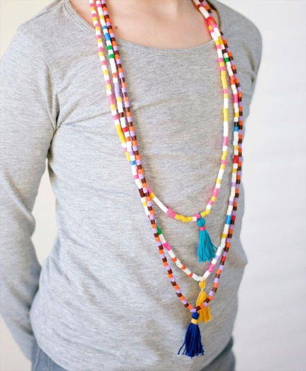 Hama Bead & Tassel Necklace