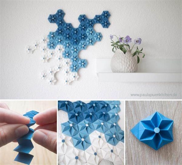 DIY Origami Flowers wall decor ideas projects