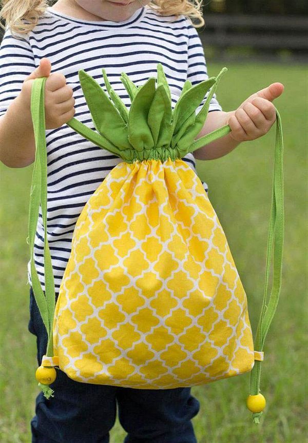 DIY Pineapple Drawstring Backpack