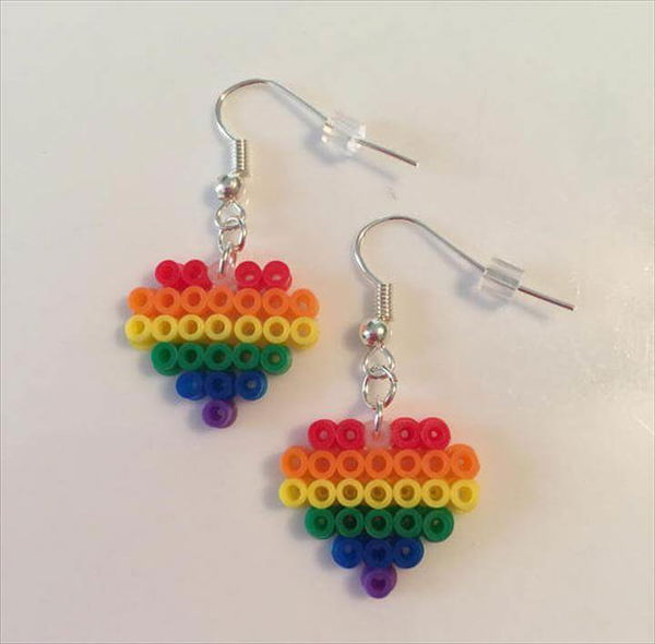 Perler Bead Rainbow Earrings