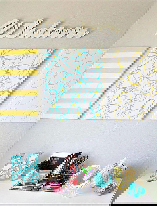 Easy DIY Wall Art - Yellow + Gray + Turquoise