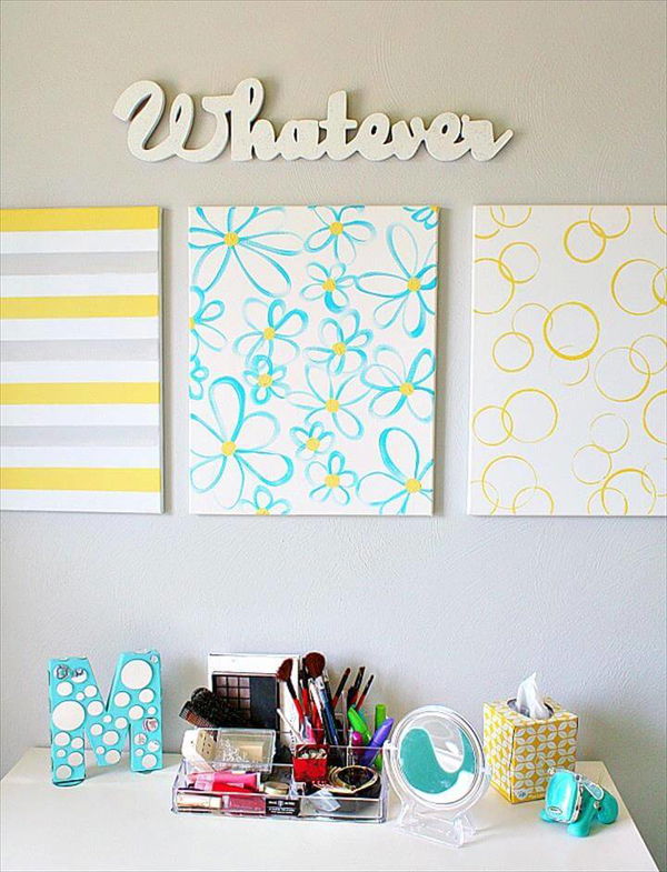 Easy DIY Wall Art - Yellow + Gray + Turquoise