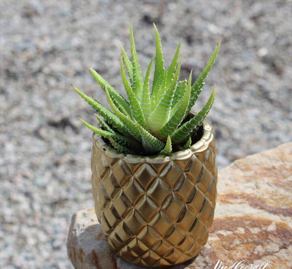 pineapple succulent planter gold diy crafts mother's day gift idea vase candle holder textured