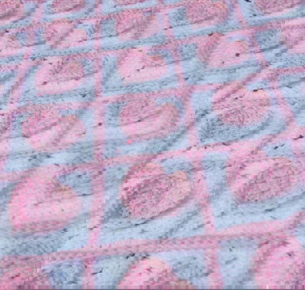 3D Heart Granny Baby Blanket