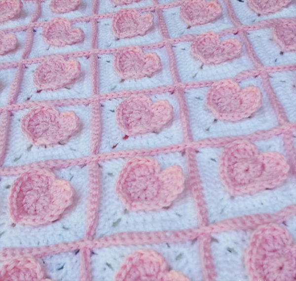 3D Heart Granny Baby Blanket