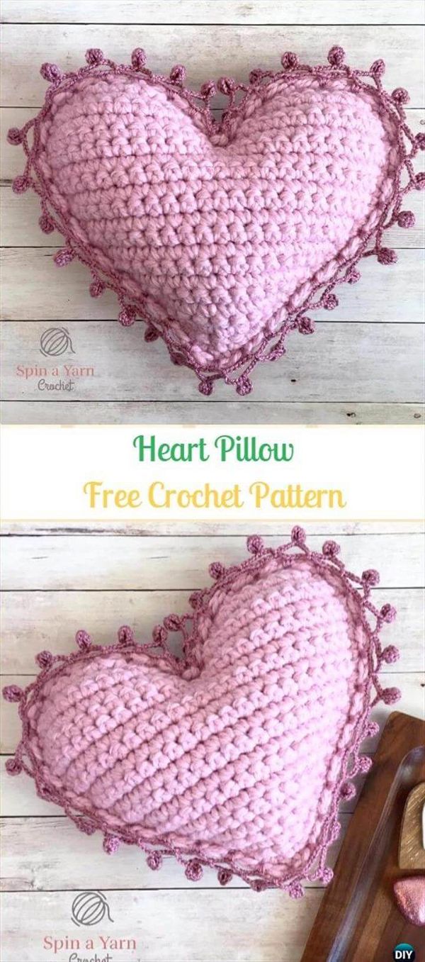 Crochet Heart Pillow Amigurumi Free Pattern- Amigurumi Crochet 3D Heart Free Patterns