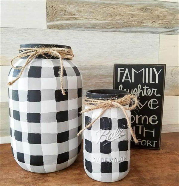 buffalo plaid mason jars 