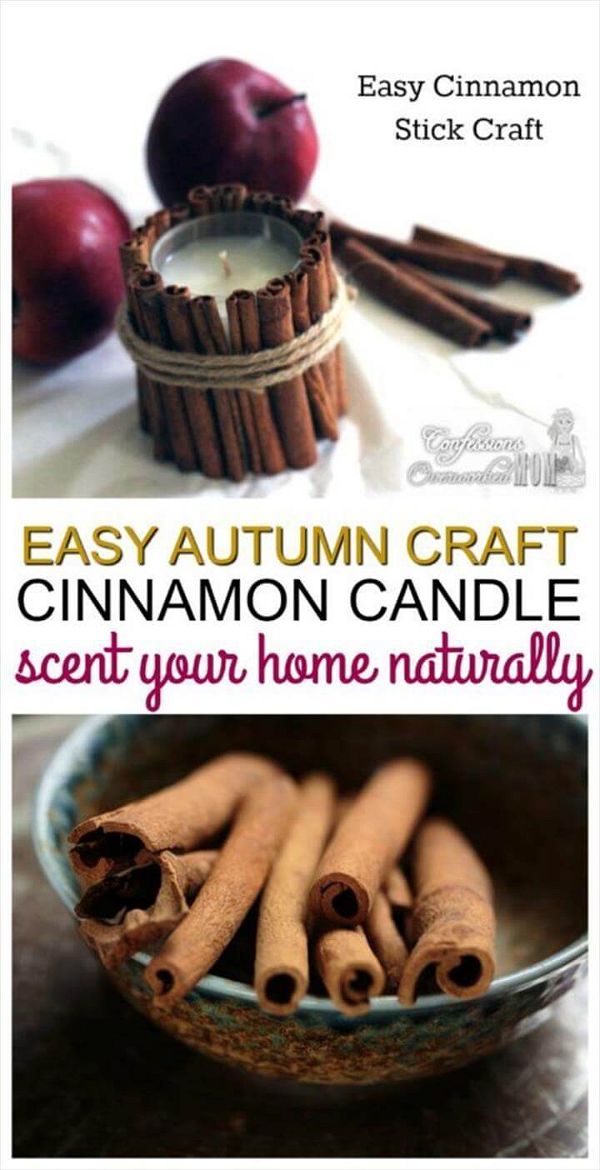 Cinnamon Stick Craft - Cinnamon Stick Votive Holder. Easy DIY idea to upcycle a candle jar. Great Christmas gift idea. Homemade gifts are best!