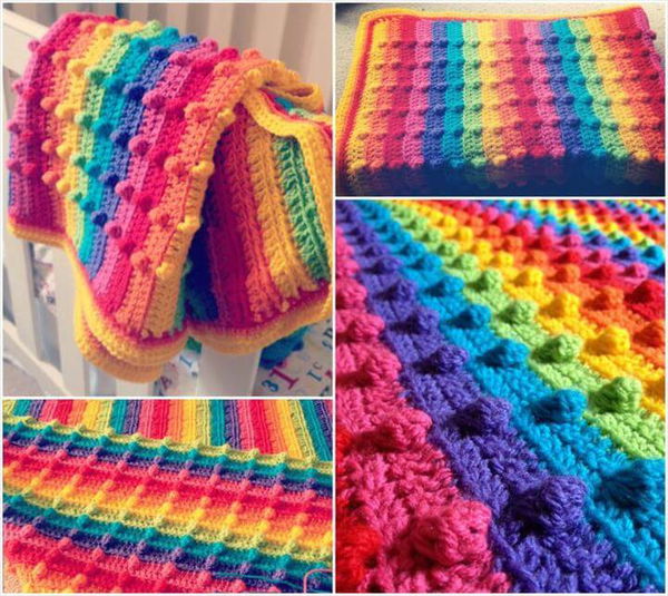 Bumpy Rainbow Blanket - Free Pattern - Find Fun Art Projects to Do at Home and Arts and Crafts Ideas