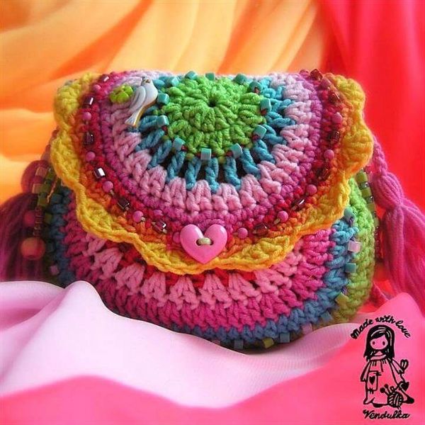 Crochet rainbow purse - crochet pattern DIY