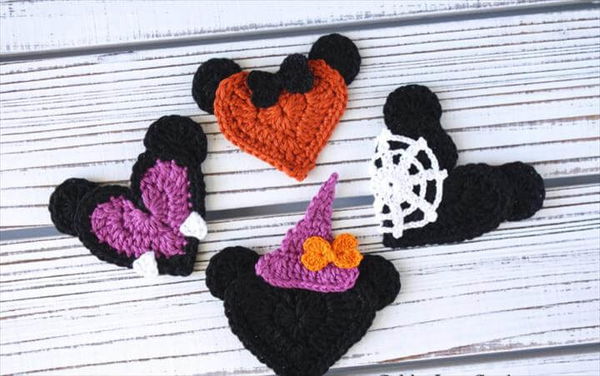 Halloween Mickey and Minnie Mouse Heart Shaped Appliques