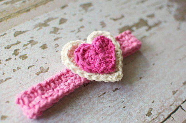 Crocheted heart headband.