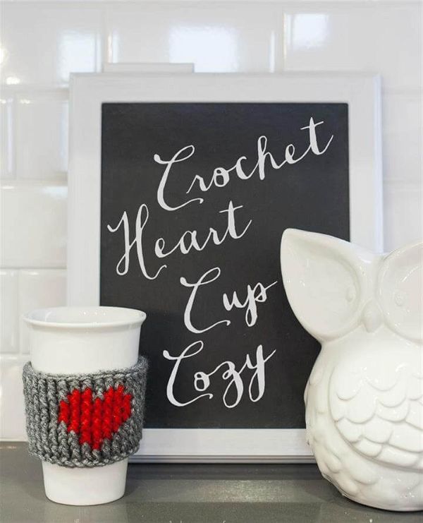 Heart Cup Cozy Crochet Pattern 