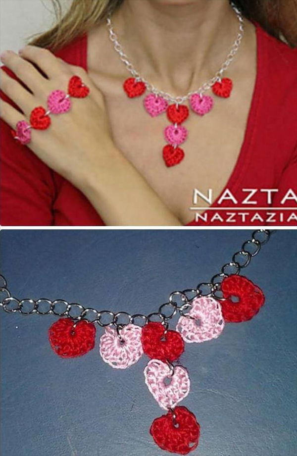 Crochet Heart Necklace Free Pattern, Crochet Valentine Heart Gift Ideas Free Patterns