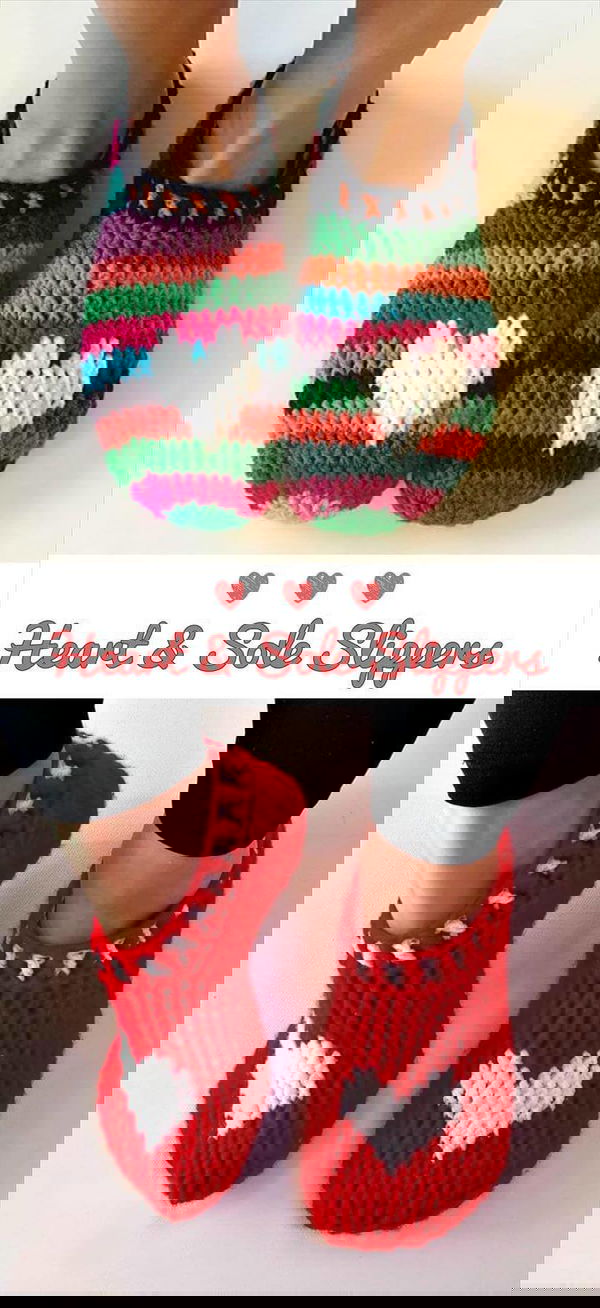 Crochet Heart & Sole Slippers