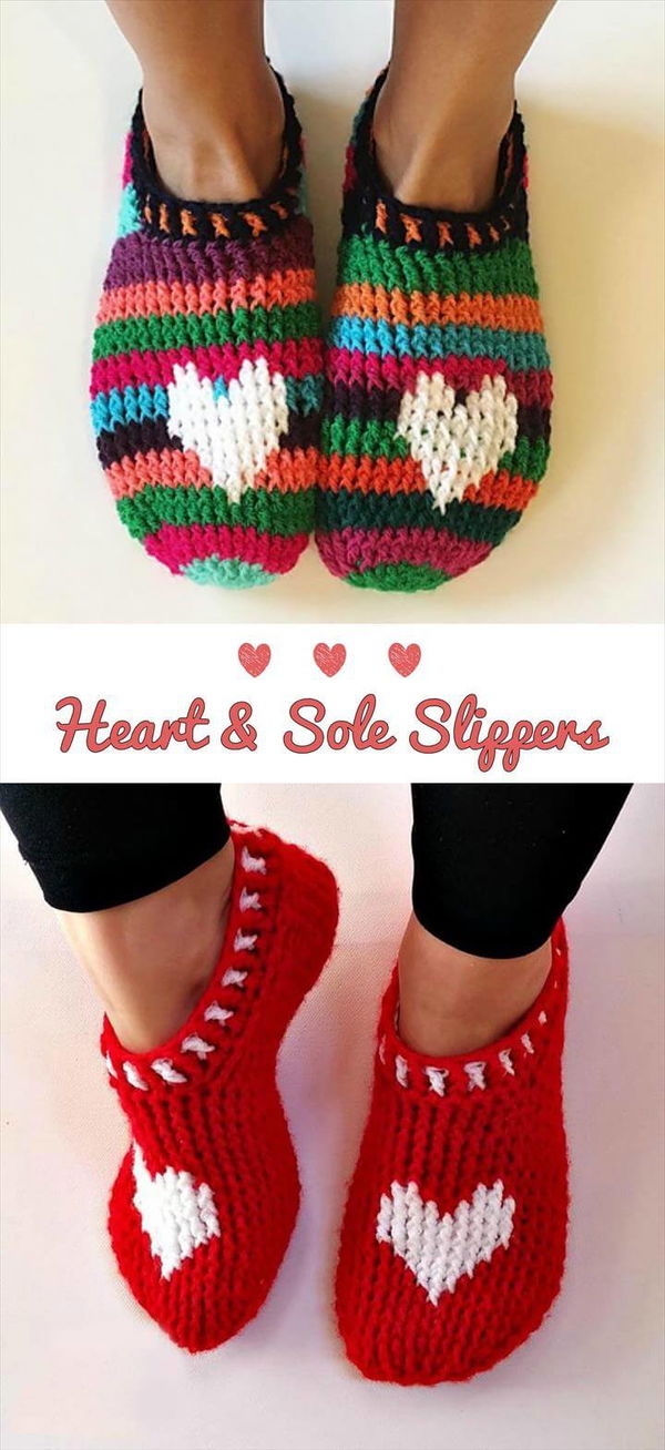 Crochet Heart & Sole Slippers