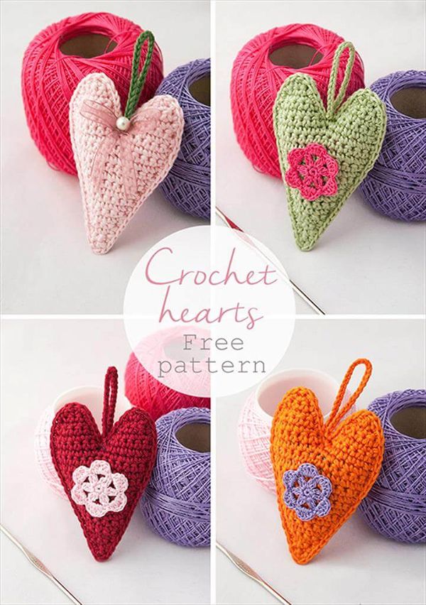 Crochet hearts free pattern for a friendly challenge