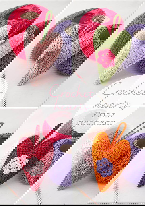 Crochet hearts free pattern for a friendly challenge