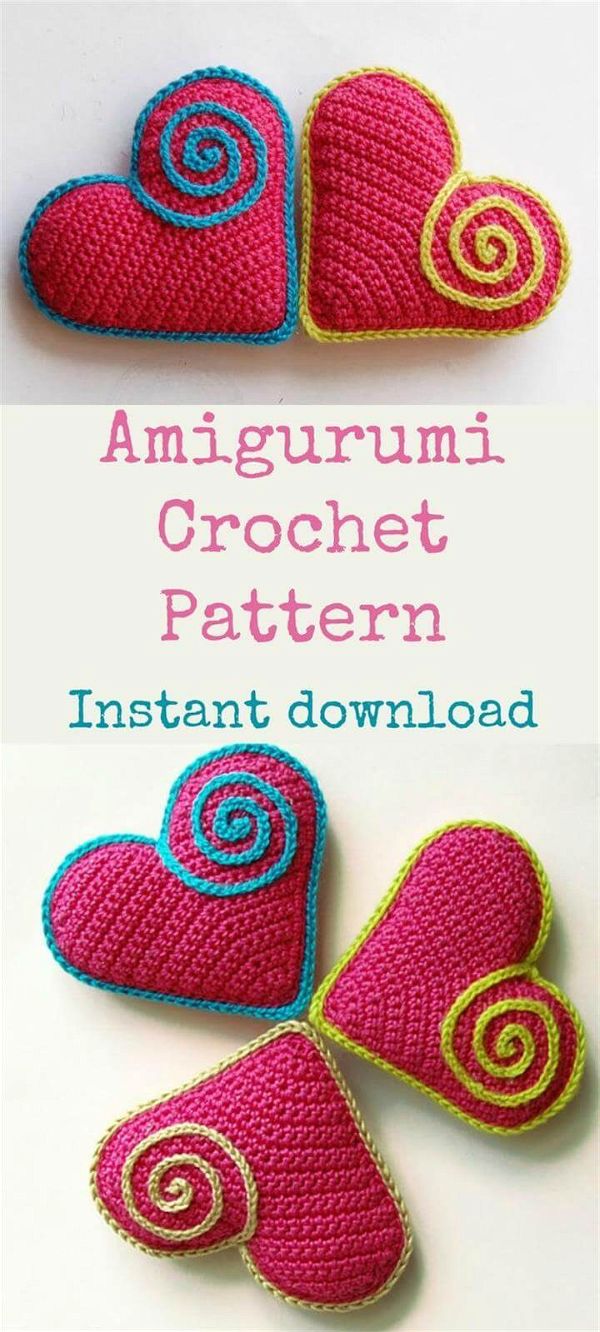 Amigurumi Heart Pattern. Cute Heart Souvenir. In love. Valentine's Day gift. Heart easy to do. Heart crochet pattern. Valentines day DIY