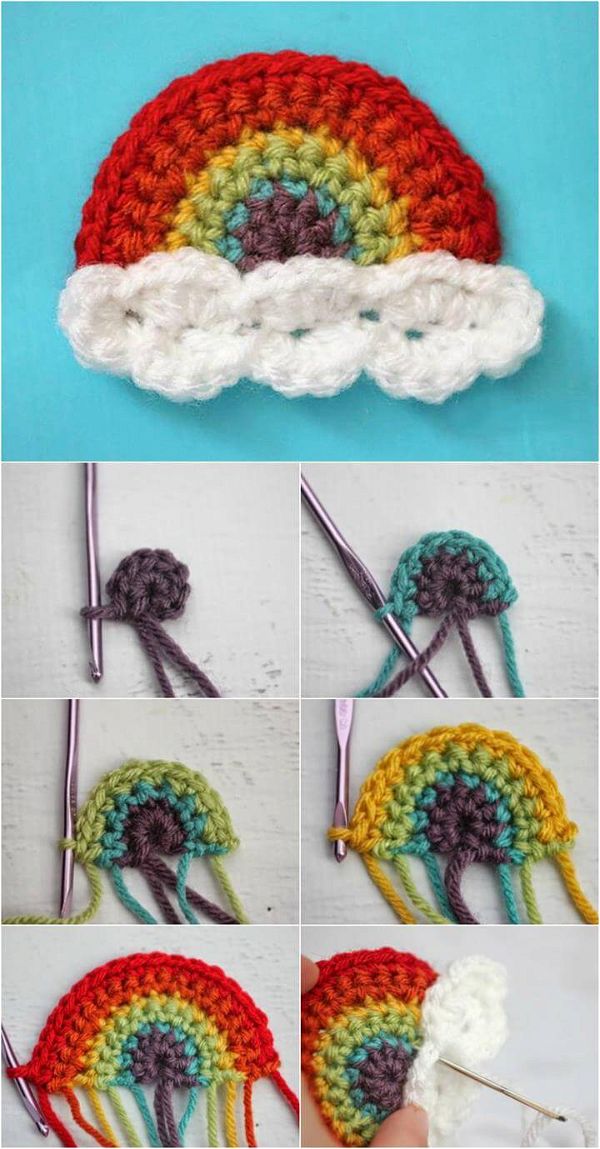 Crochet Rainbow Applique - Pretty Ideas