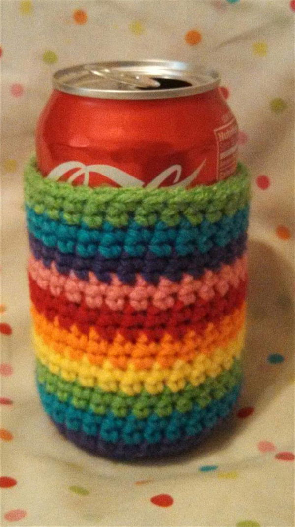  Crochet Rainbow Can Cozy Bottle Cozy