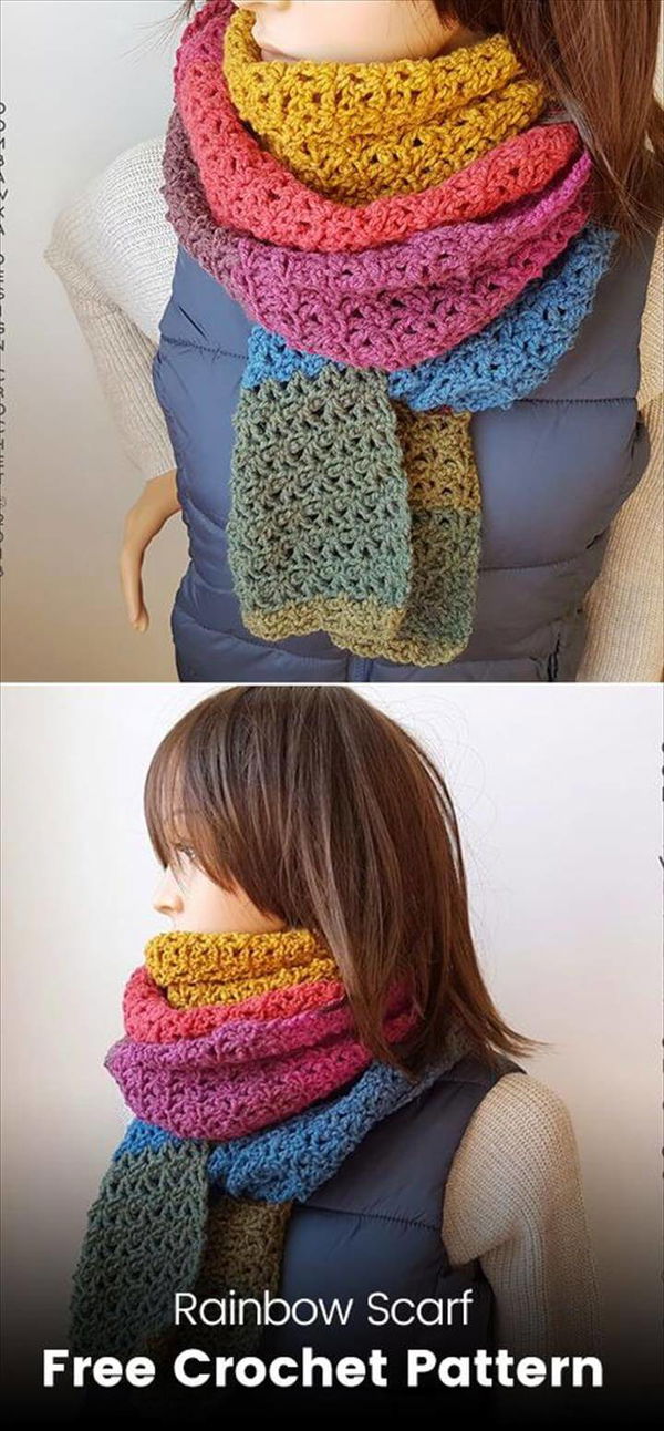 Rainbow Scarf Free Crochet Pattern