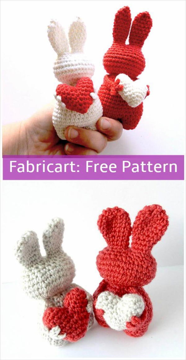 Crochet Valentine Heart Bunny Toy