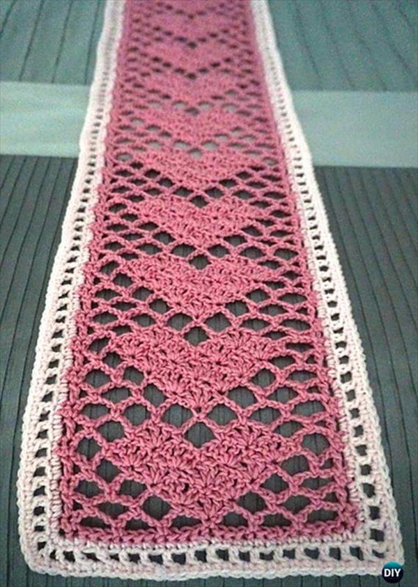 Crochet Sweetheart Lace Scarf Free Pattern - Crochet Valentine Heart Gift Ideas Free Patterns