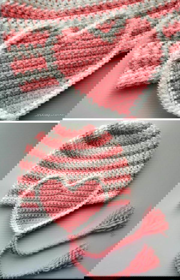 Crochet Valentine Heart Earflap Hat Free Pattern - Crochet Valentine Heart Gift Ideas Free Patterns