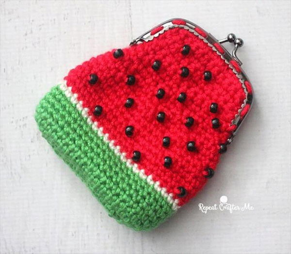 crochet watermelon coin purse