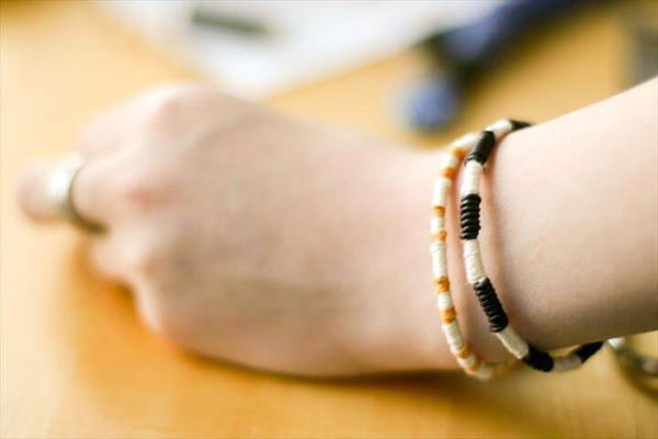 Leather + Thread Wrapped Bracelet