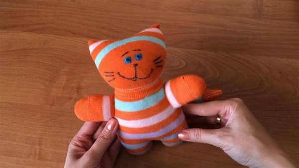 Picture of Sock Cat DIY. Handmade Gift for Kids