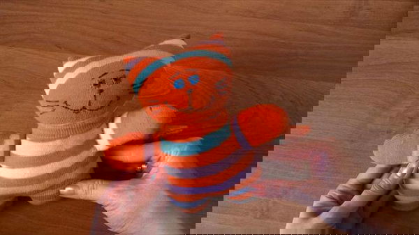 Picture of Sock Cat DIY. Handmade Gift for Kids