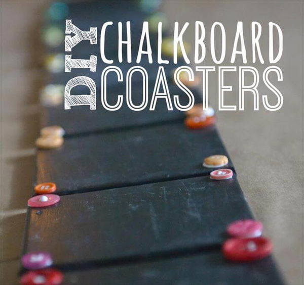 DIY Chalkboard Coaster Set, How to Make Chalkboard Coasters, Easy DIY Monogram Chalkboard Paint