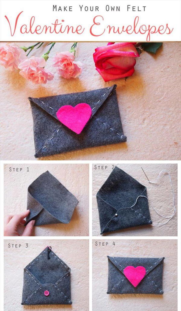 DIY felt heart envelope coin purse