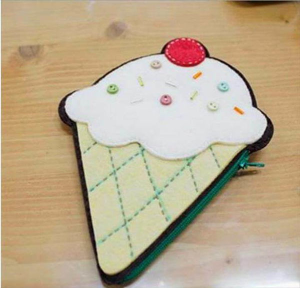 DIY Ice Cream Shaped Coin Purse