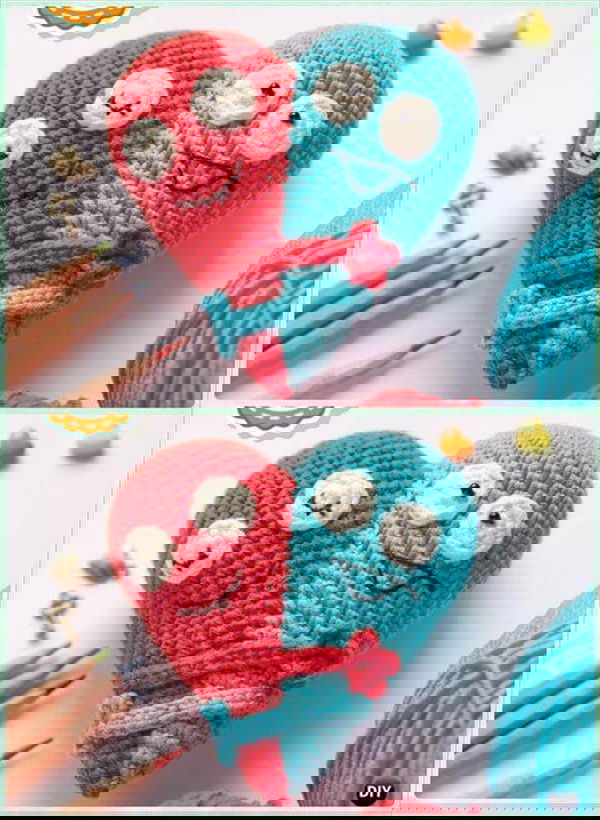 Crochet Double Heart Amigurumi Pattern- Crochet Heart Free Patterns