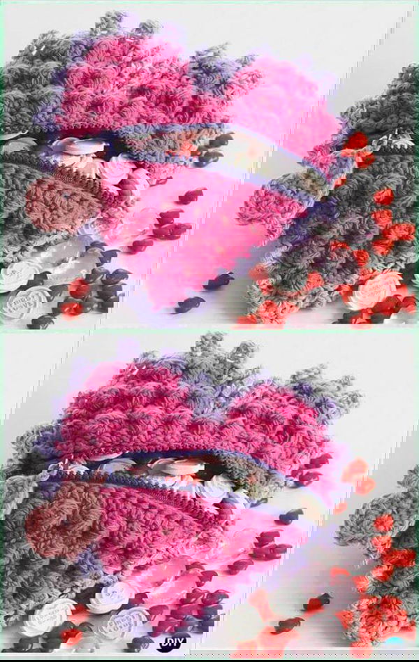 Crochet Heart Shaped Candy Bag Free Pattern- Crochet Heart Free Patterns