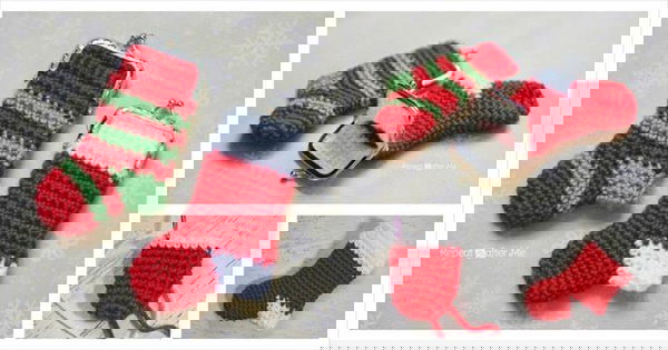 DIY Crochet Christmas Stocking Coin Purse.