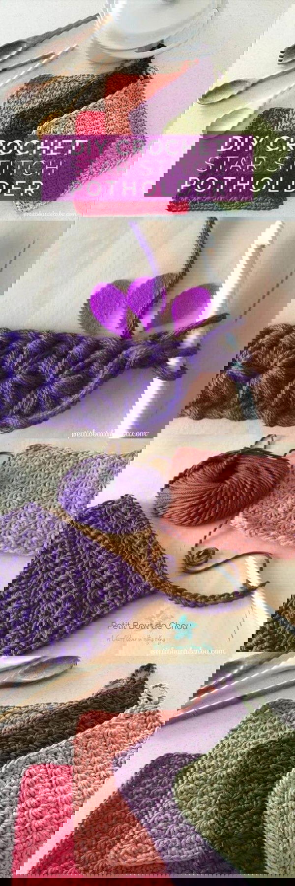 Mother's Day Crafts and gifts: DIY Crochet Star Stitch Potholder.