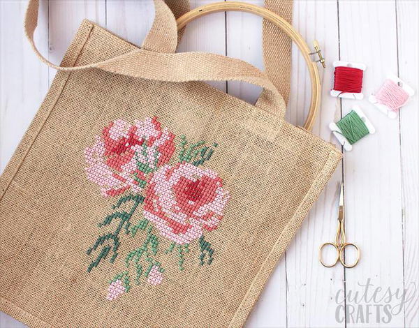 Free Cross stitch pattern, tote bag, storage