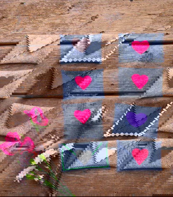 DIY felt heart envelope coin purses