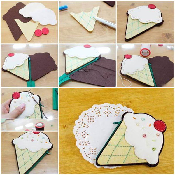 DIY Ice Cream Shaped Coin Purse