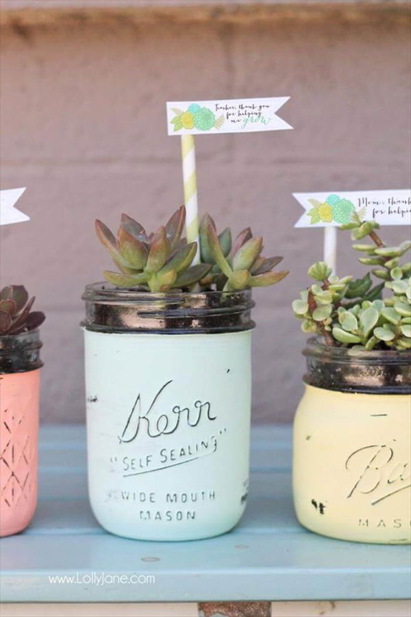 DIY Mason Jar Succulent Pots